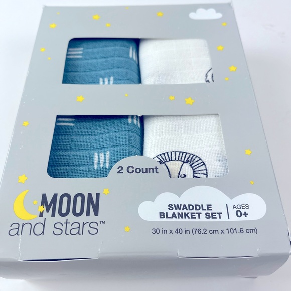 Kid’s Moon and Stars 2 count Swaddle Blanket Set Age0+ - Picture 1 of 7
